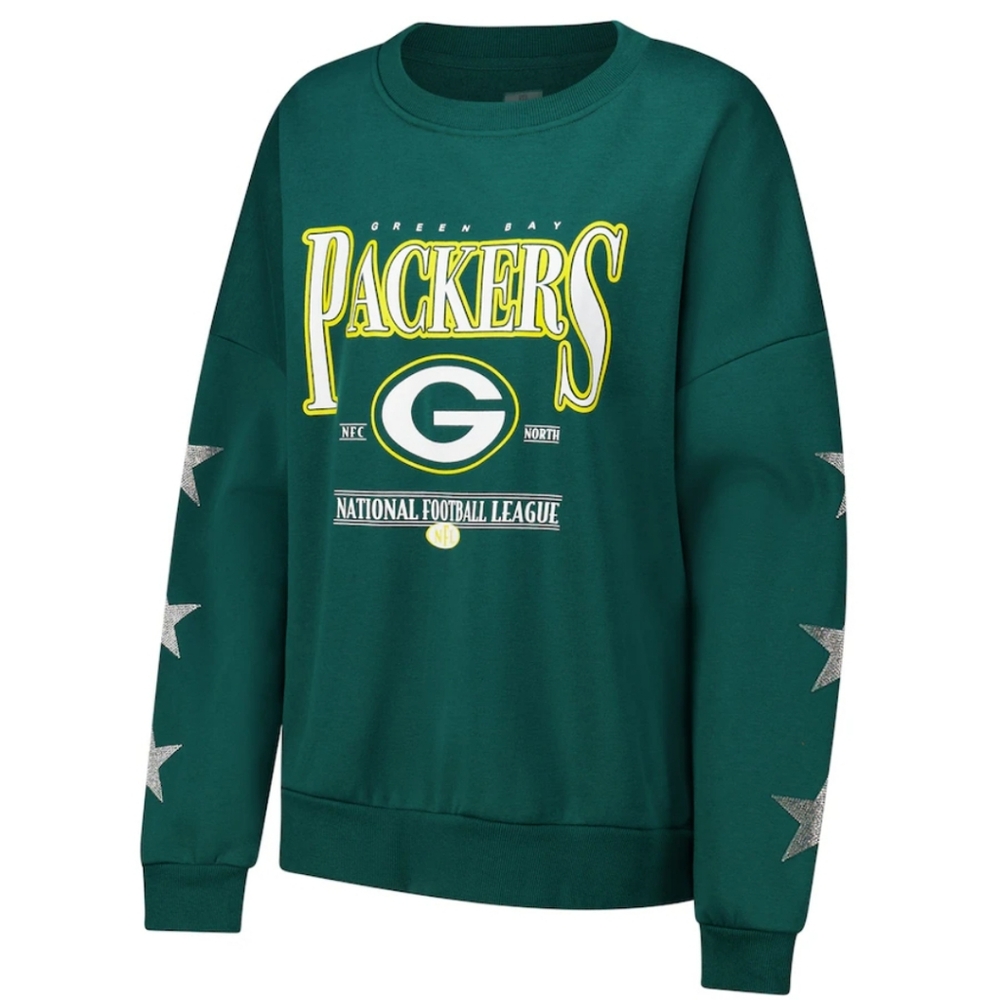 Green Bay Packers GAMEDAY COUTURE NFL Oversized Rhinestone  Sleeve Size:Large